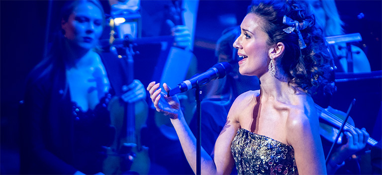 Close up of female singer on stage